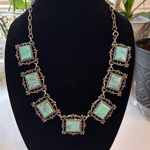 Elegant Vintage faux Turquoise Necklace  framed in an Antique Style Setting✨